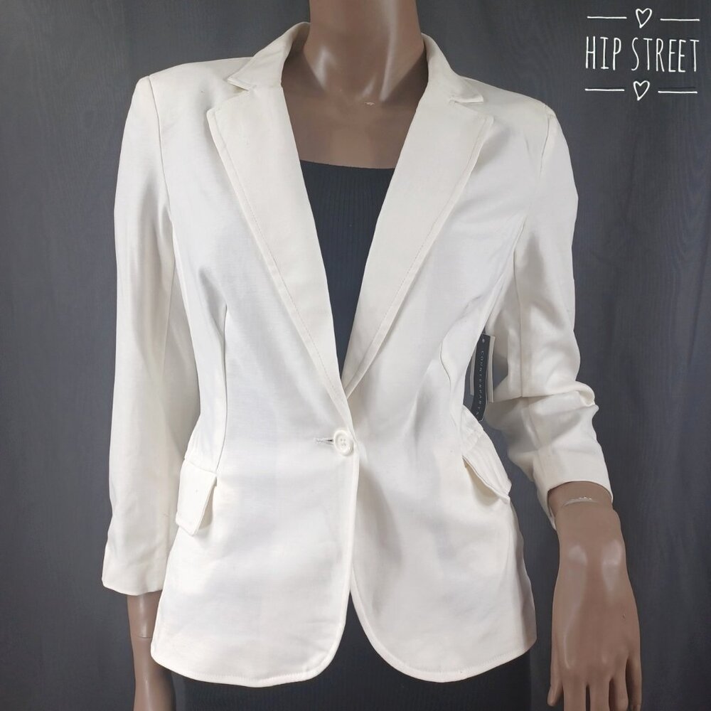 COUNTERPARTS Blazer 8 White Stretch 3/4 Sleeve Jacket NWT